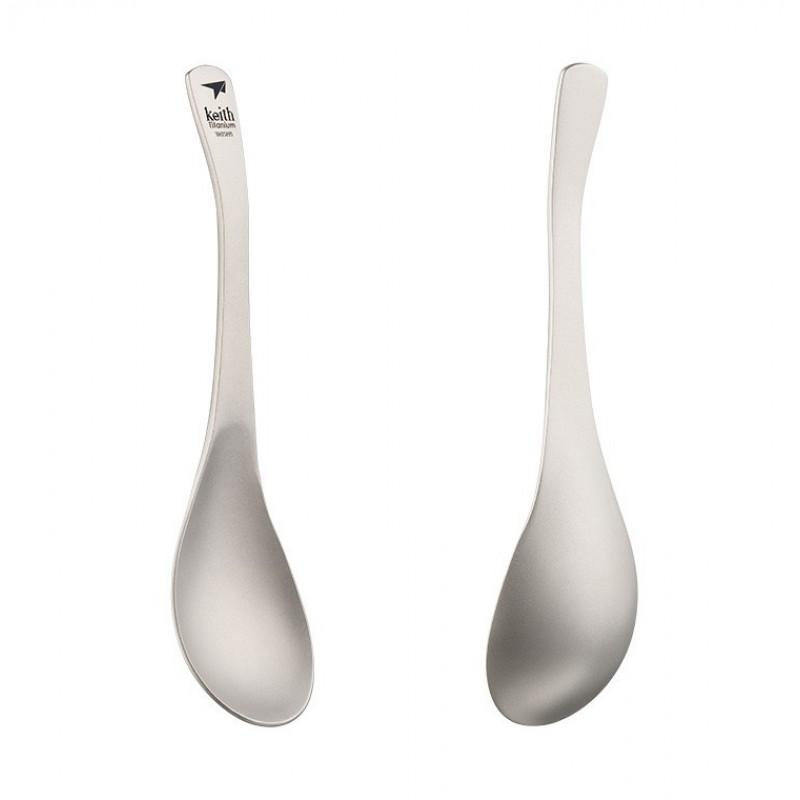 Pure Titanium Soup Spoon Lightweight Ergonomic Dining Home Camping Travel Kitchen Utensil