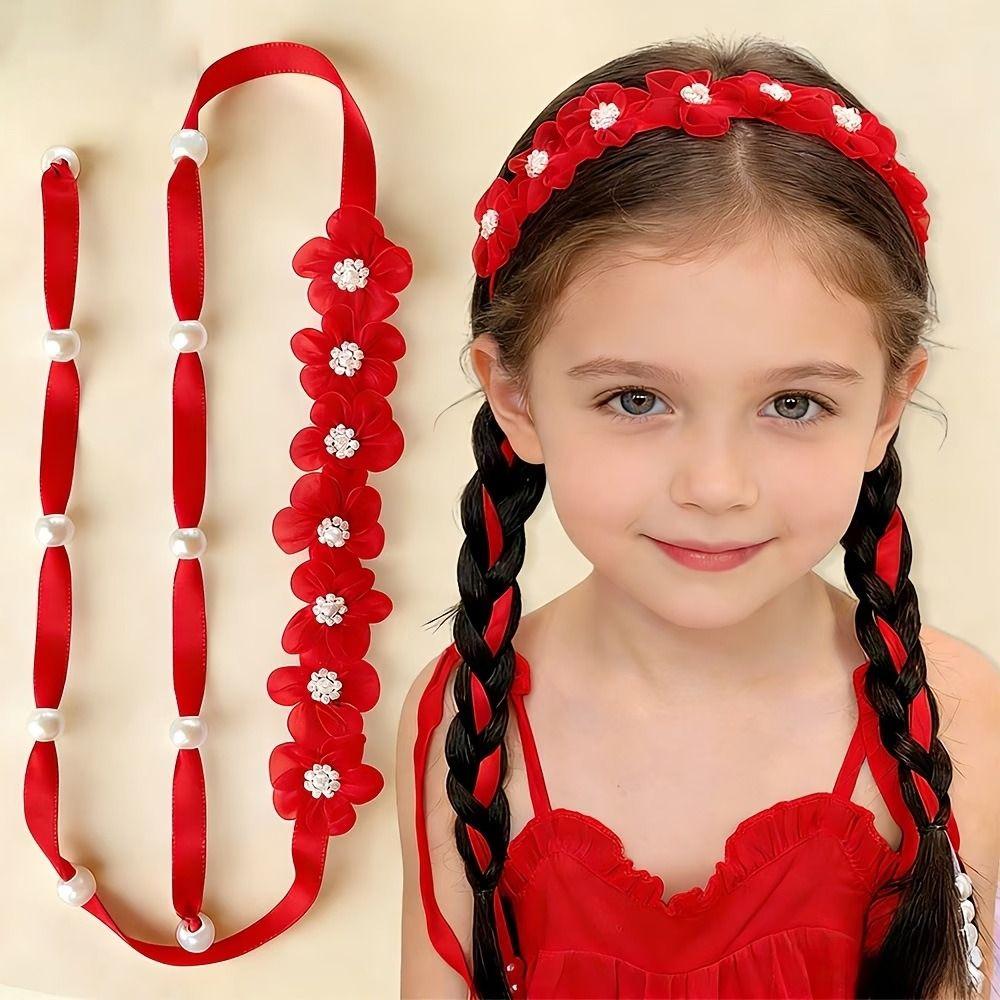 Boho Stil Geflochtenes Haarband Organza Spitze Haaraccessoires Süßes Mädchen Haar Stirnband Verkleiden