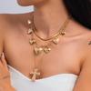 3pcs/set Cross Heart Pendant Necklace Herringbone Snake Chain Choker Accessories
