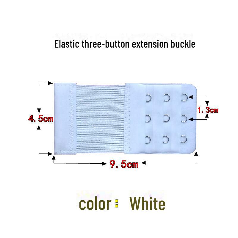 

Эластичный трехрядный удлинитель бюстгальтера с тремя пуговицами и пряжкой из нержавеющей стали белый
