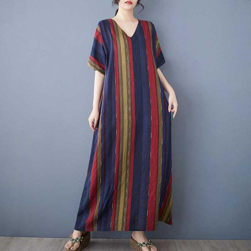 Summer New Cotton and Linen Printed Loose and Simple Long Skirt for Women