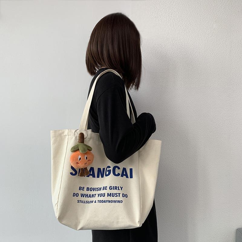 Single Shoulder Lazy Wind Literary Fresh Large Capacity Letters Canvas Bag