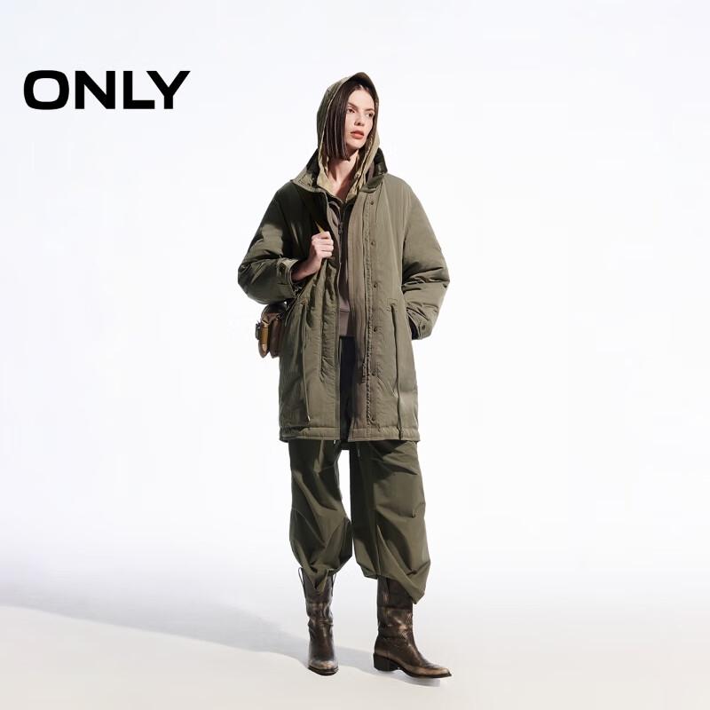 ONLY Women's 90% White Duck Down Minimalist Stand Collar Parka