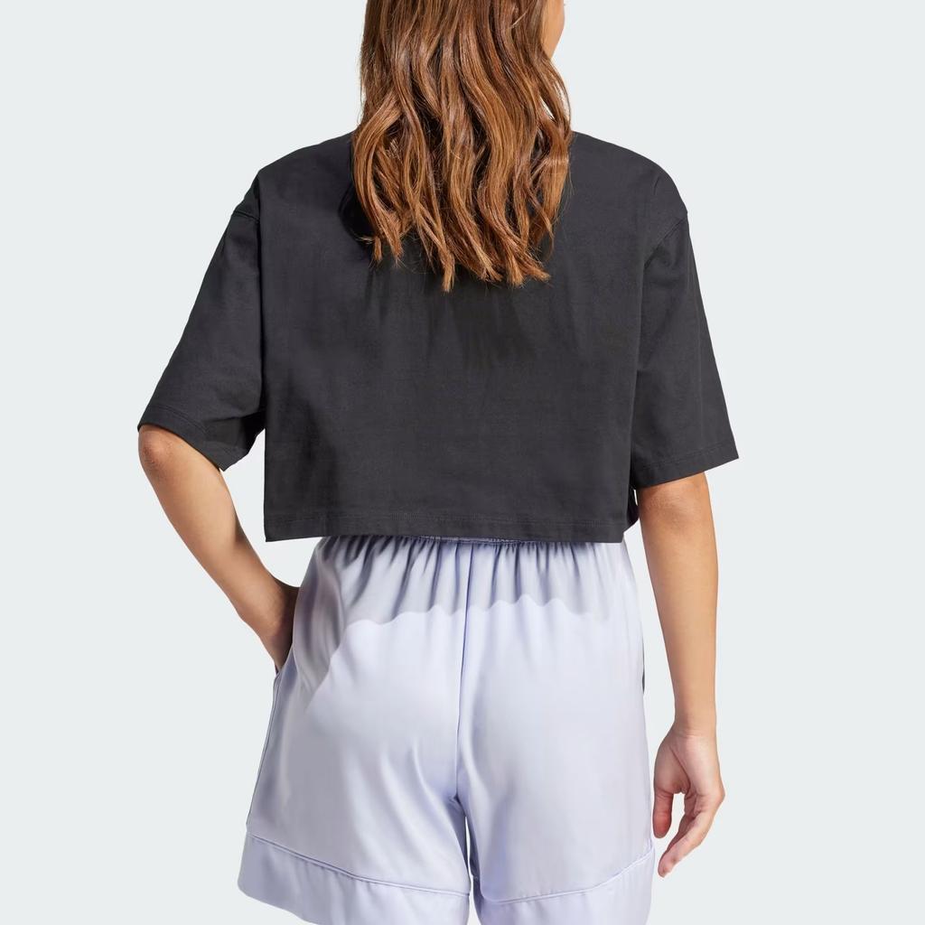 Adidas Originals Essentials Crop Top With Logo Embroidery Women Tops Black IT9887