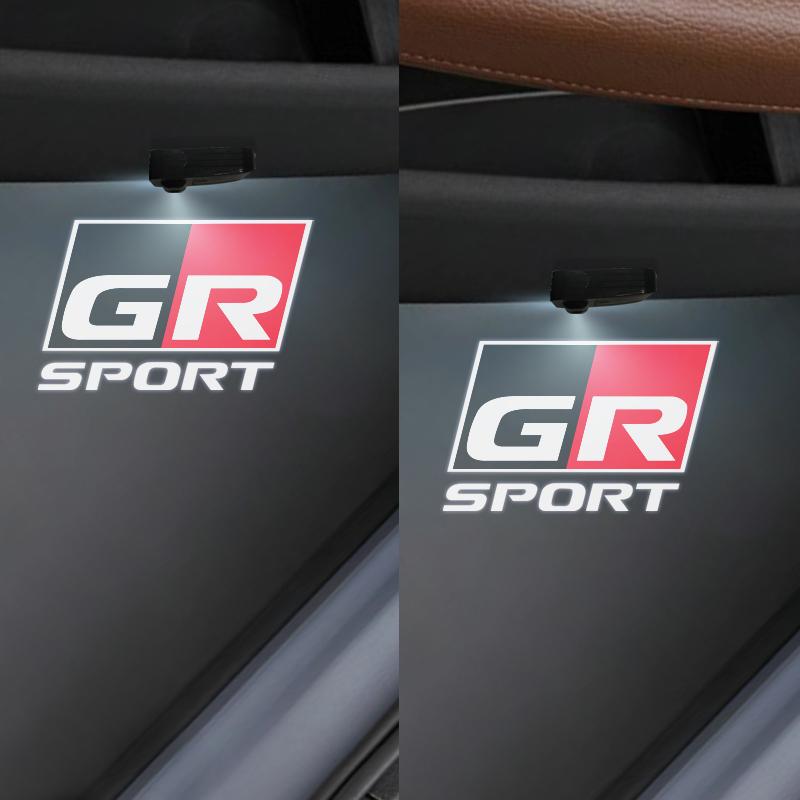 1/2Pcs GR Sport Logo Car Door HD LED Lamps Projector Courtesy Welcome Lights For Toyota Corolla C-HR Camry Yaris RAV4 Noah Voxy