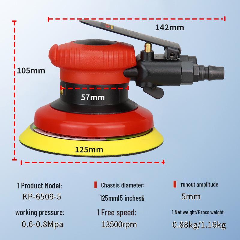 5-inch Gaobao Air-Powered Pneumatic Sander & Polisher for Metal, Car, and Stone.