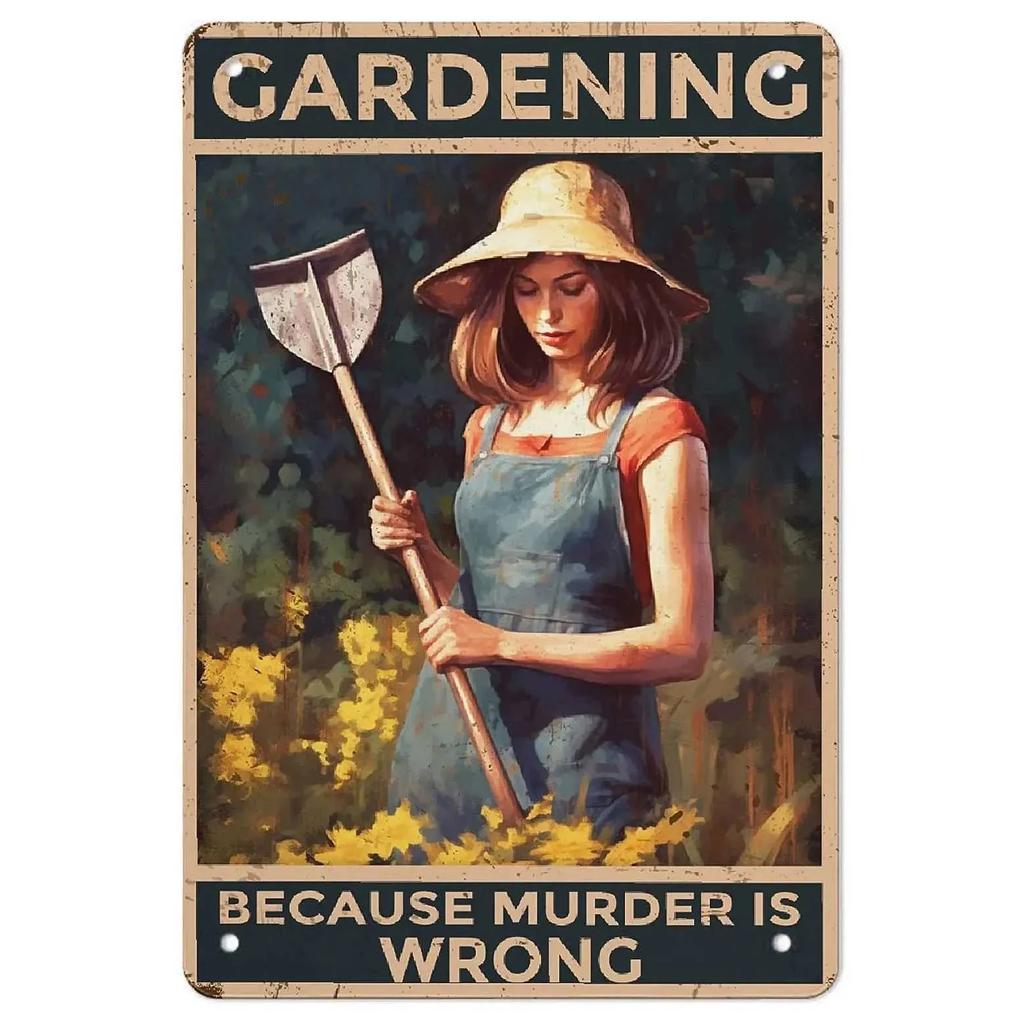 Because Murder Is Wrong Retro Garden Metal Tin Sign Wall Decoration Home Garden Bar Coffee Club Bar Retro Poster Square