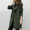 Autumn/Winter Women's Medium-Length Woolen Jacket Loose-Fit Slimming Double-Row Buttoning Overcoat