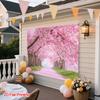 2D Flat Print Cherry Blossom Tapestry, Sakura Tree Tunnel Wall Backdrop for Photoshoot
