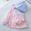Kids Girls Gradient Casual Korean Style Hooded Windbreaker Jacket Outerwear