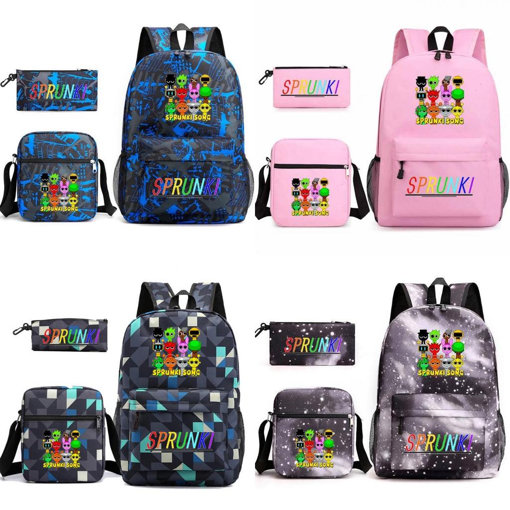 Sprunki Music Game Backpack With Cartoon Print And Ergonomic Shoulder Straps For Teens