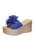 Thick-soled large flower muffin and slippers women's 2024 summer new high-heeled wedge heel large-size women's slippers