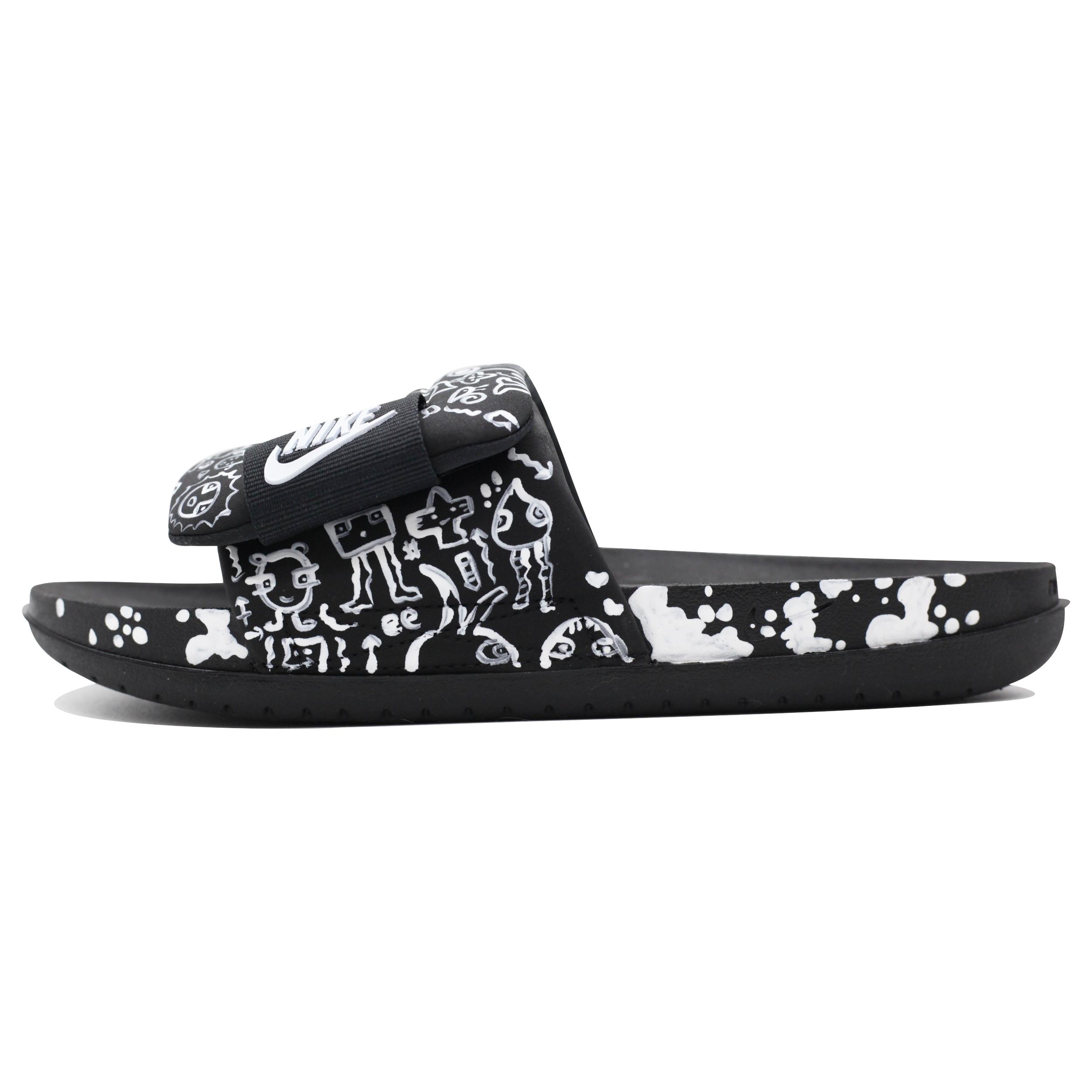 Nike Offcourt Slip Resistant Abrasion Resistant Slide Slipper Unisex Black White DQ9624-001(Team39-AMY233) 38.5