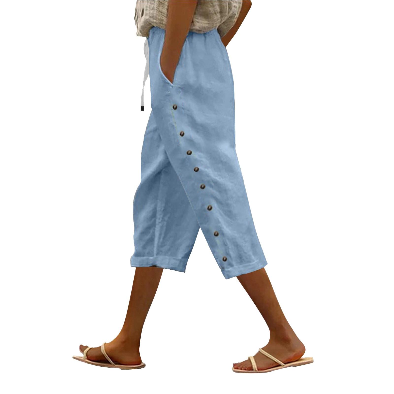 

Женские повседневные брюки с застежкой сбоку, модные, мешковатые, с эластичной талией, прямые, удобные брюки с карманом XXL