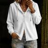 Women's Casual Hooded Long Sleeve Cardigan with Button Front Loose Fit Top