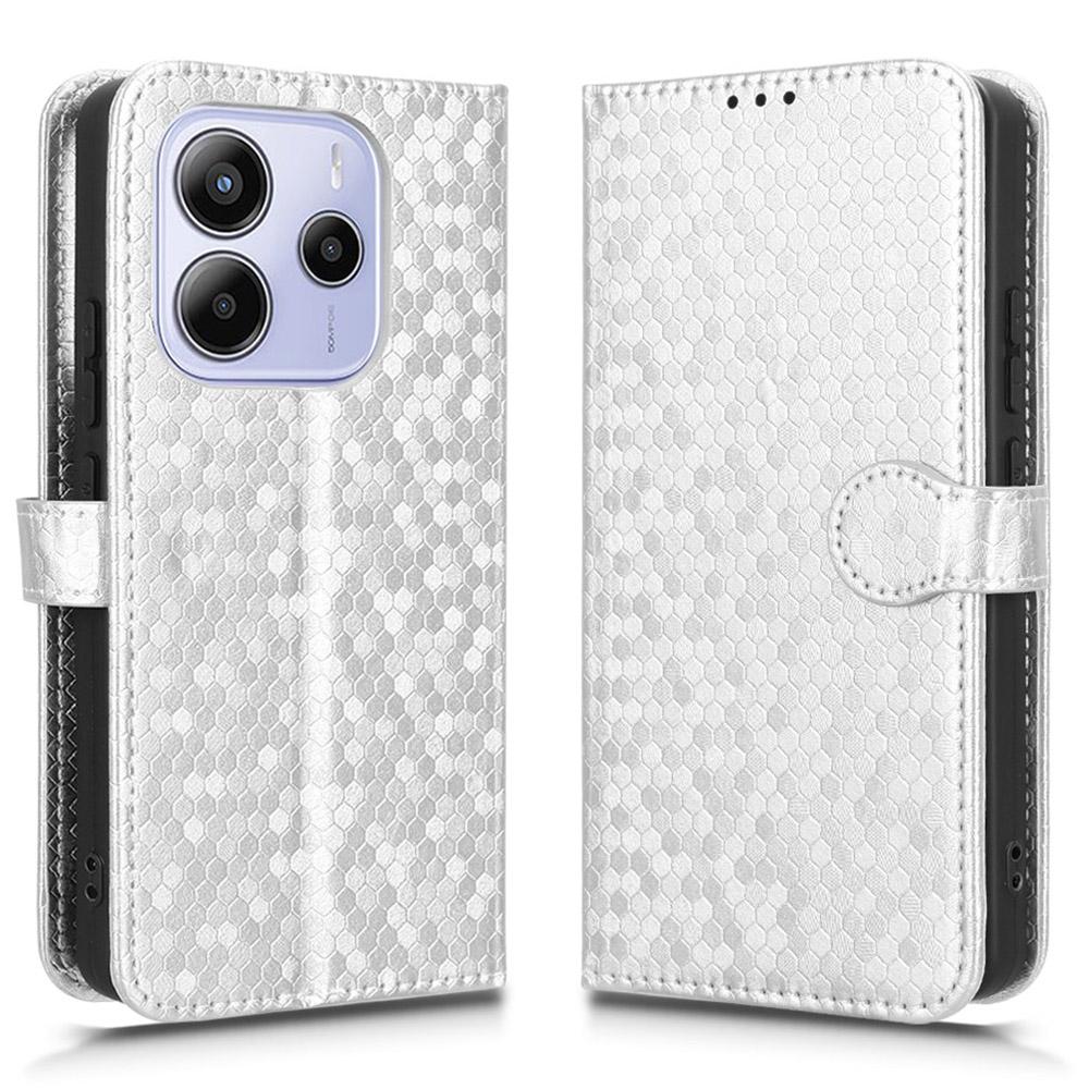 

Для Xiaomi Redmi Note 14 4G (163,25x76,55x8,16 мм) Чехол-кошелек с точечным тиснением, из ПУ кожи, чехол для телефона Silver