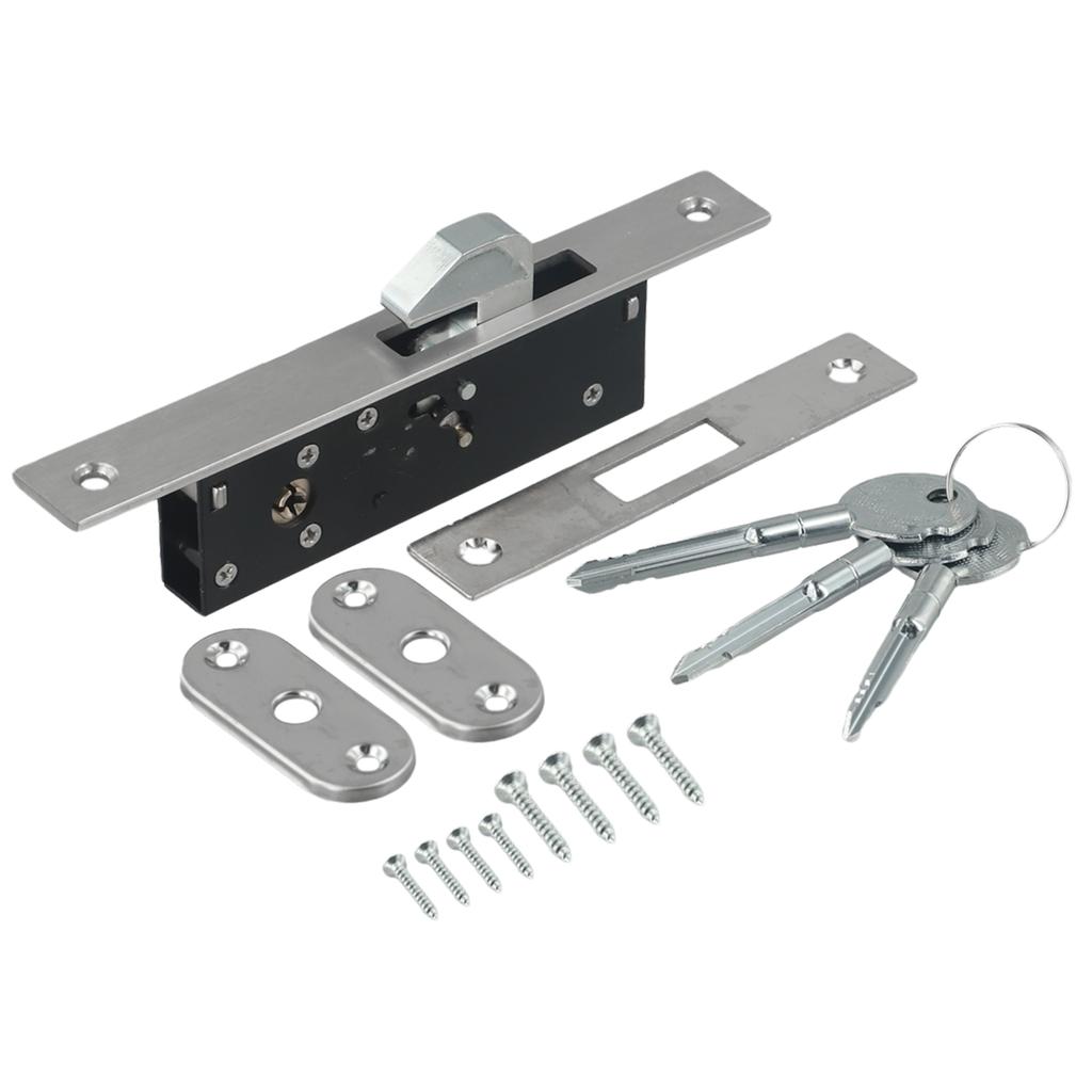 Door Lock Body Sliding Narrow Stile Sliding Door Mortise Door Lock Security Anti-Theft Lock Body Aluminum Alloy  Hook Lock