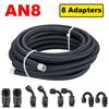 10FT 3M Universal AN4/6/8/10 PTFE Fuel Line Kit Nylon Stainless Steel Braided PTFE Fuel Hose with 8pcs Hose End Fitting Adapters