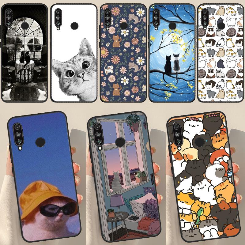 

Чехол с рисунком милого кота для Honor 50 8X 9X 10i, чехол для Huawei P30 P40 Lite P50 P20 Pro P Smart 2019 Nova 5T