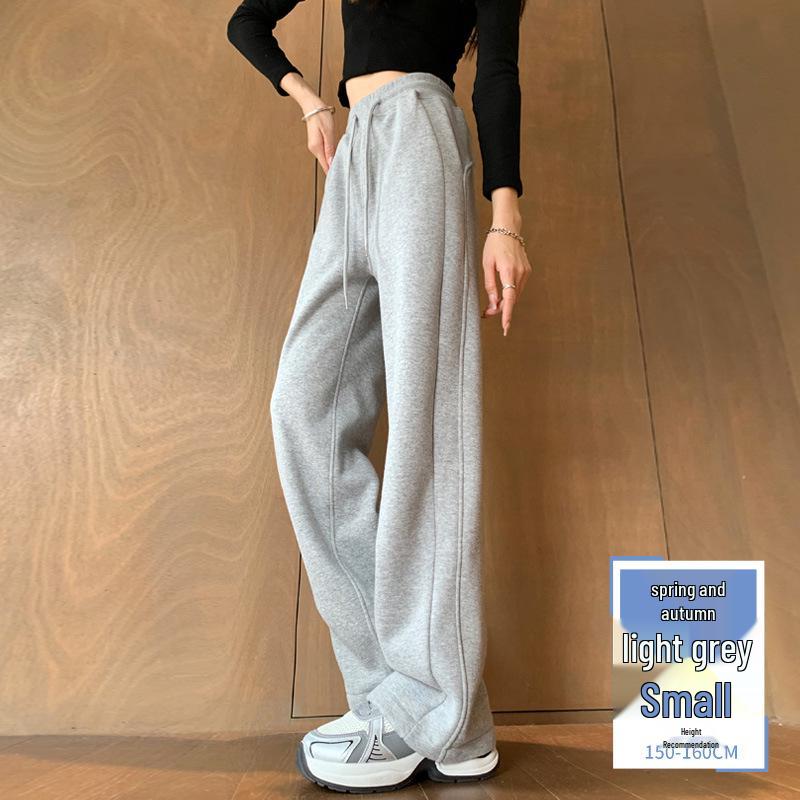 Pantaloni de trening largi cu fleece pentru femei - Toamnă/Iarnă 2024, Îngroșați, Largi, Subțiază, Picior drept, Îmbrăcăminte sport casual