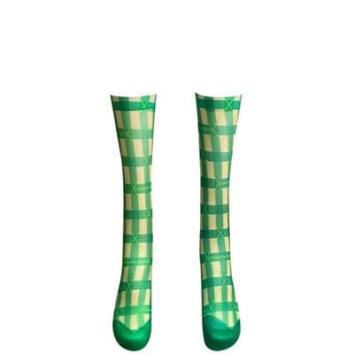Romantic Tiger Pink Checkers Crew Stockings