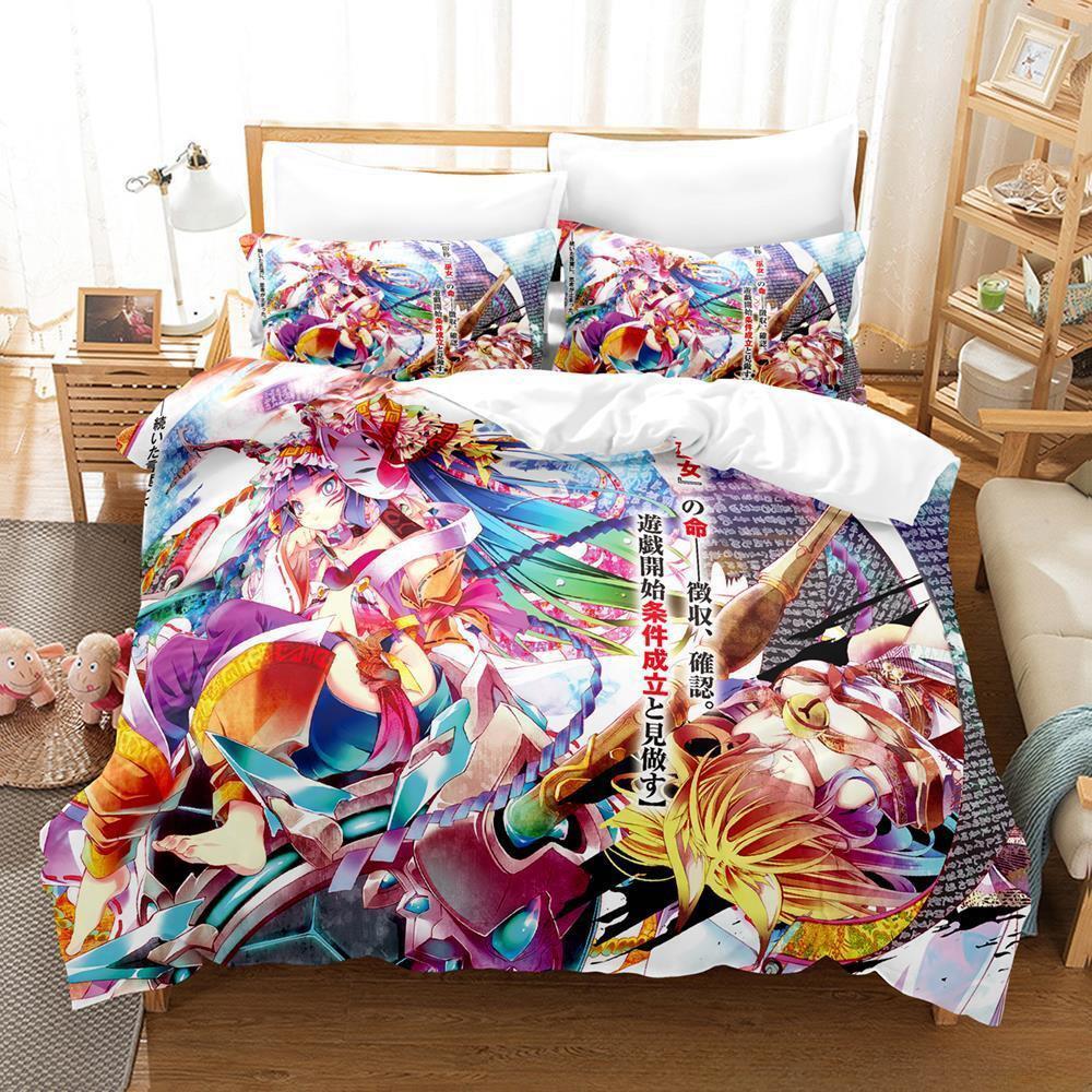 Home Textiles No Game No Life Bedding Set Cartoon Anime three-piece set Adult Kid Bedroom Duvet cover Sets 3D Print Kawaii Girls