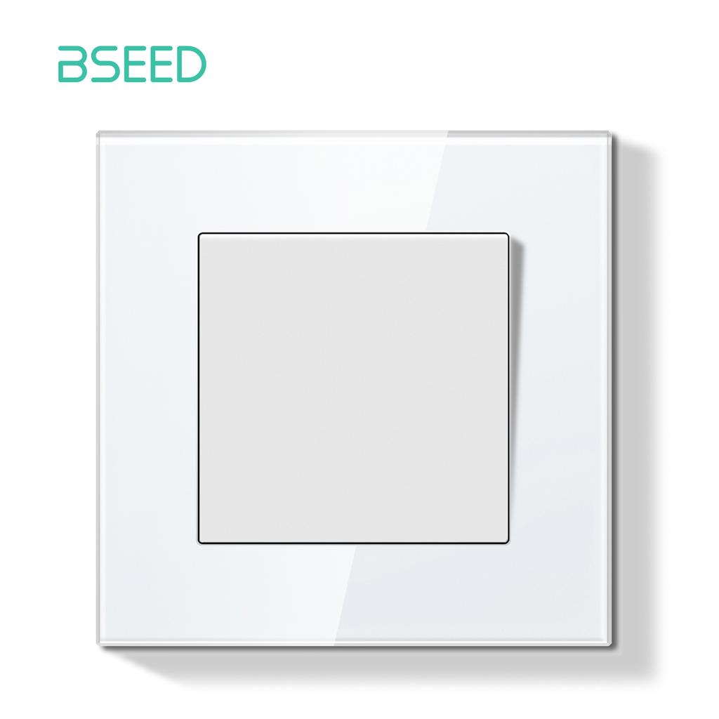 BSEED 1/2Gang Mechanical Button Switch Double Wall Light Switches 1Way Crystal Glass Panel  EU Standard