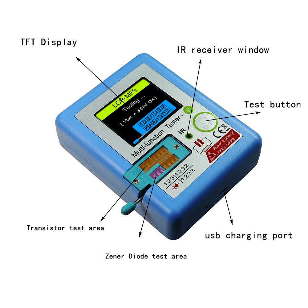 Colorful Display Transistor Tester Multimeter MOSFET NPN PNP Triac MOS Transistor Tester Diode Triode Capacitor Resistor Tester
