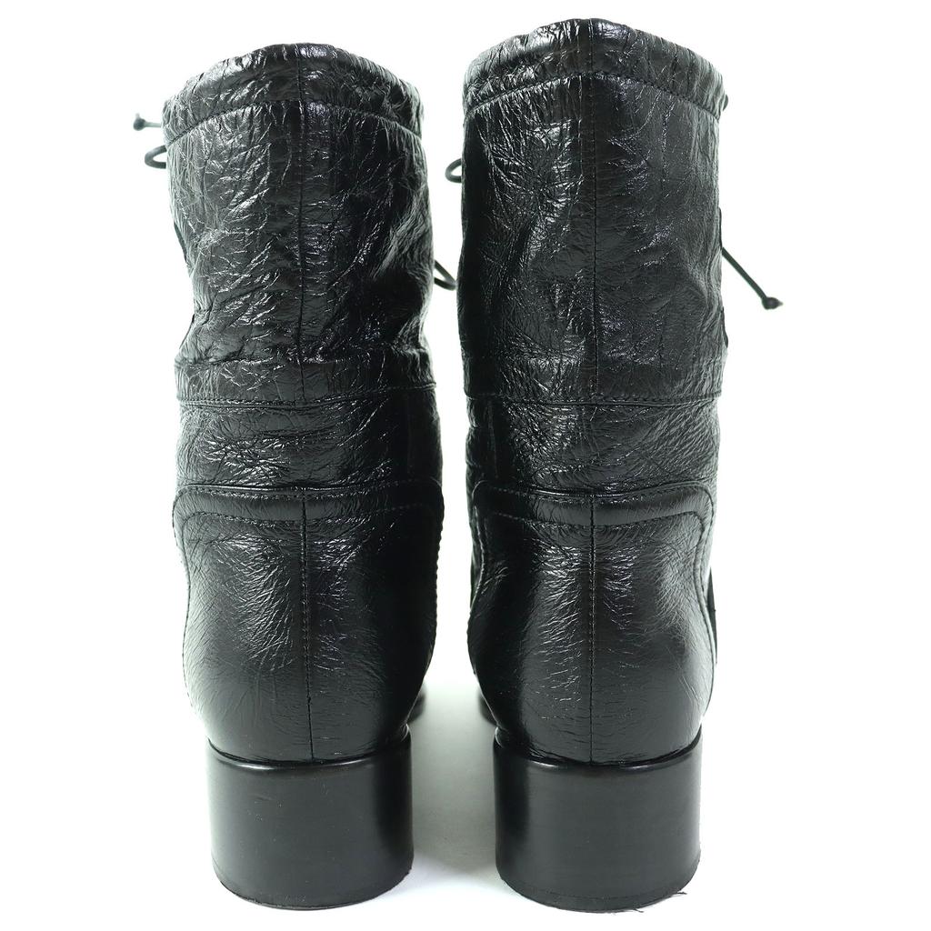 Great CHANEL short boots COCO Mark Embroidery Matelasse leather Women 36 G34096 Used