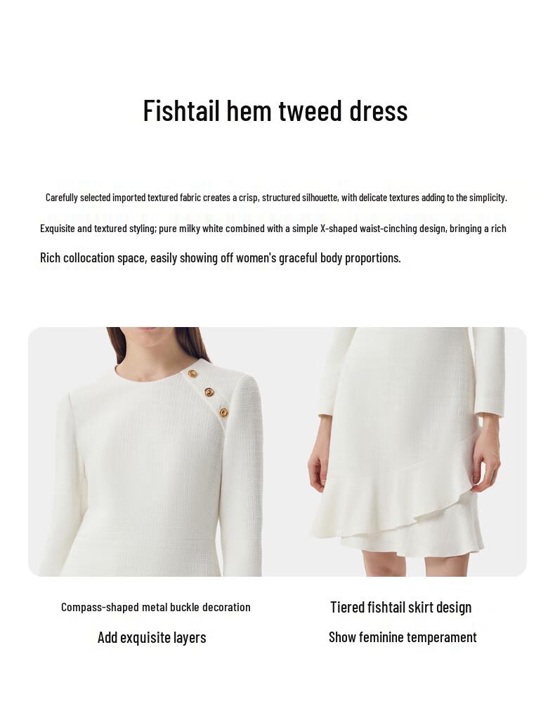 PORTS Women's Fishtail Hem Long-Sleeve Dress