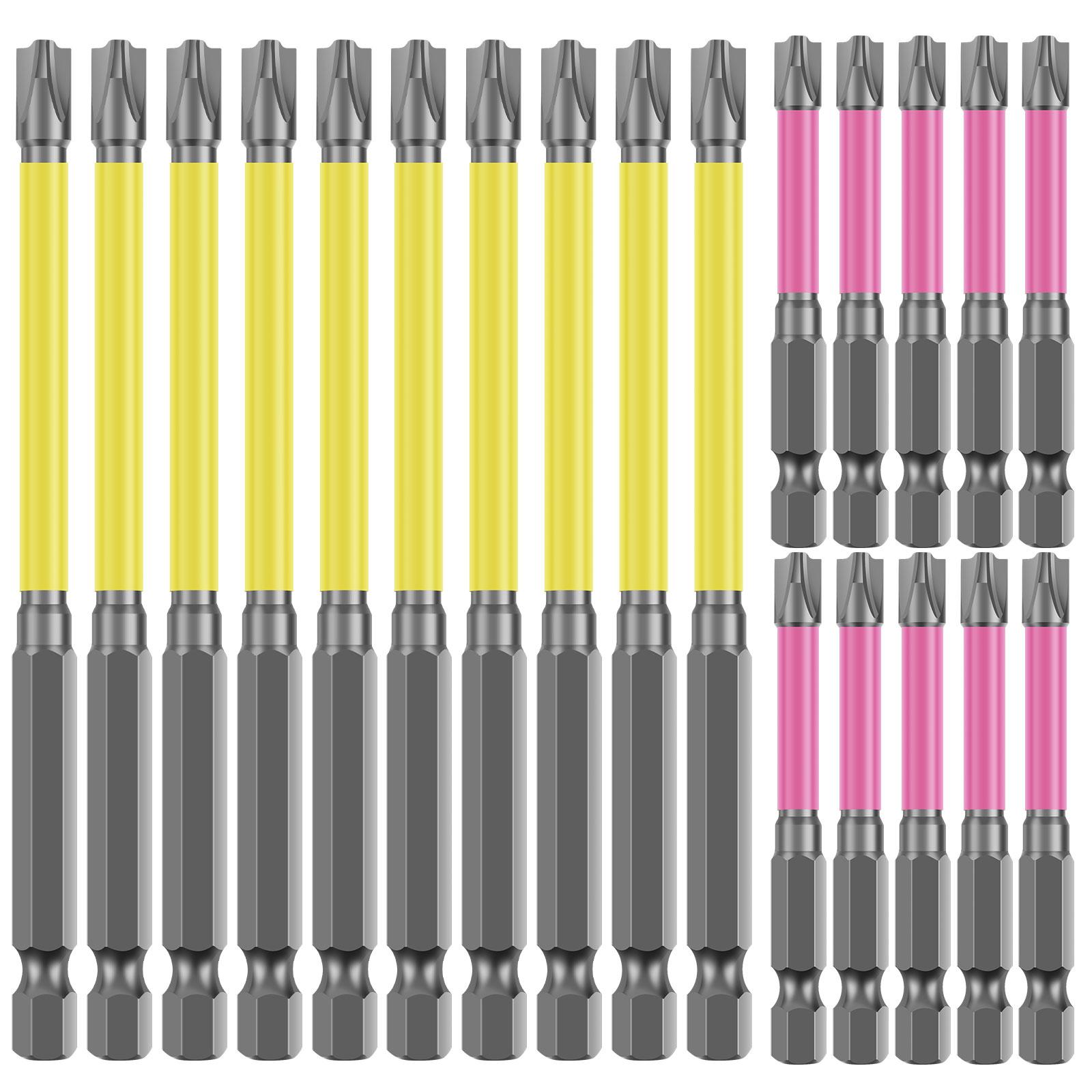 

20pcs Magnetic Impact Screwdriver Bit Set S2 Steel 65mm 110mm Heads 1/4 Inch Shank CNC Machined Tips Cross Slot Screw Driver Dri