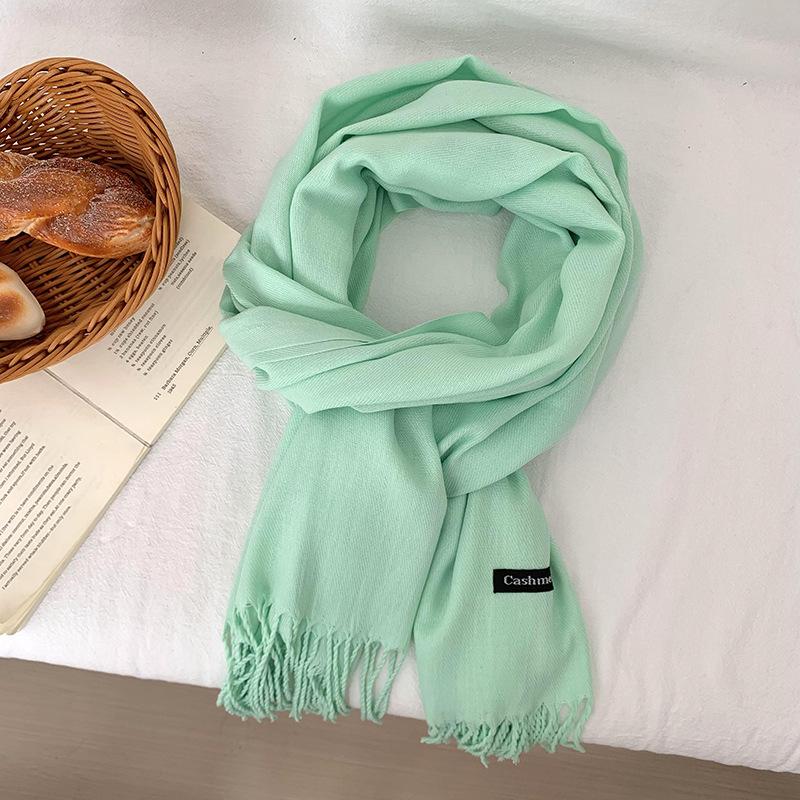 Scarf women's winter high-end sense new imitation cashmere solid color versatile warm fringed shawl scarf
