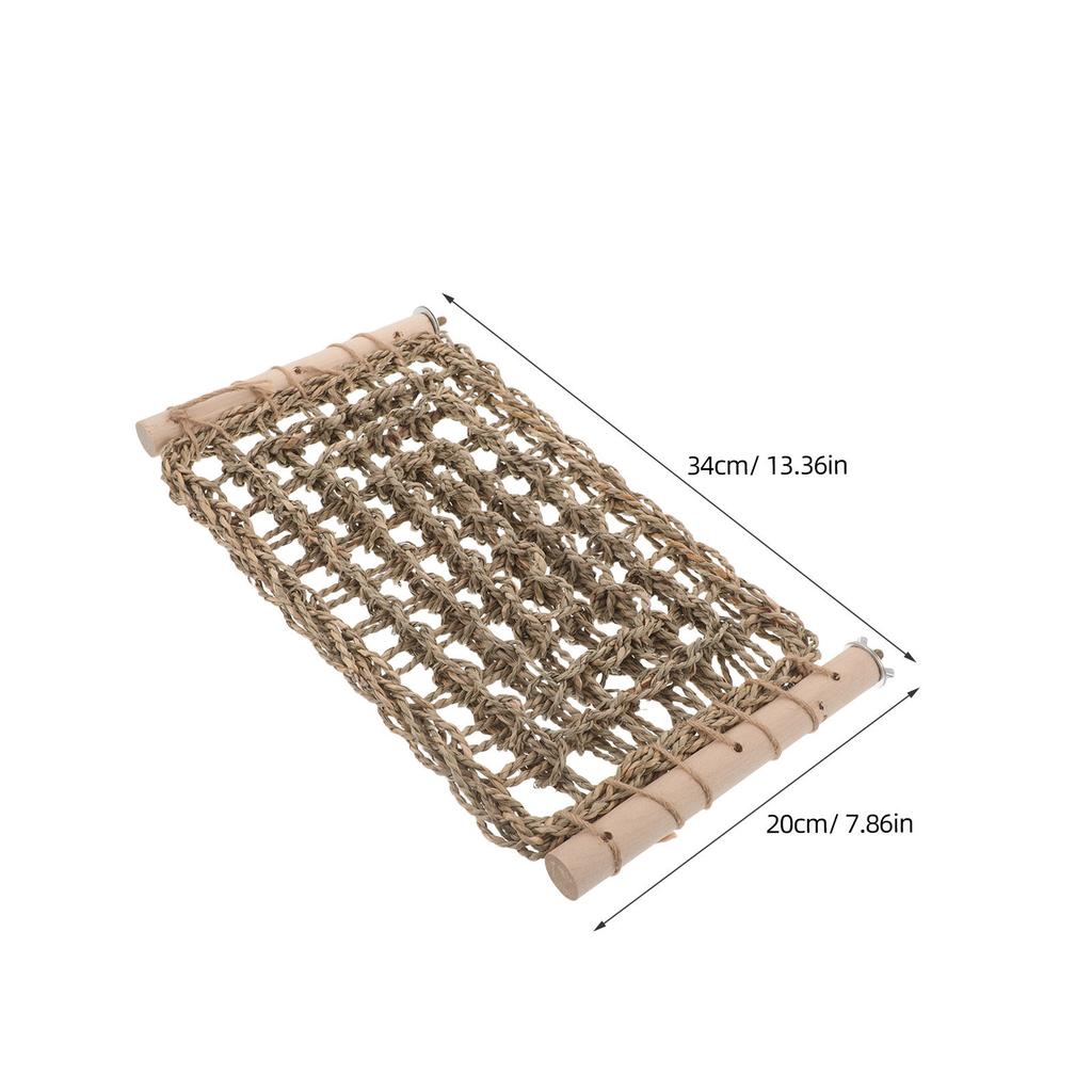 Bird Hammock Parrot Rope Perch Straw Climbing Chewing Stand for Lovebird Conure Budgie Parakeet Large Woven Net Exercise Bridge