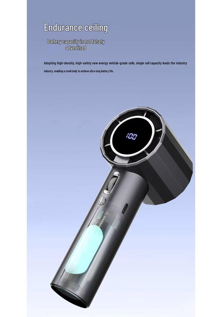 Southeast Asia 2026 GS5 High-Speed Leafless Mini Handheld Fan with 100-Speed Digital Display