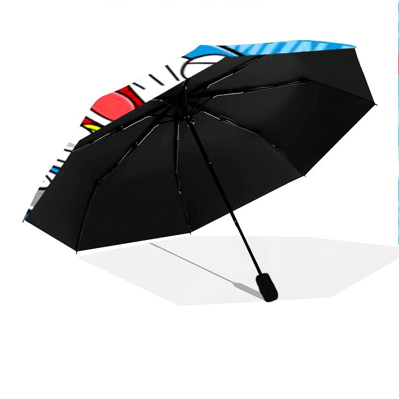 Blue Doraemon Cartoon Print Folding Umbrella Portable Suitable For All Seasons Sun Umbrella Outdoor Travel Umbrella