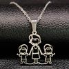 Mothers and Children Family Stainless Steel Necklaces Silver Color Necklace Jewelry dia de la madre Mother's Day Gift N328S01