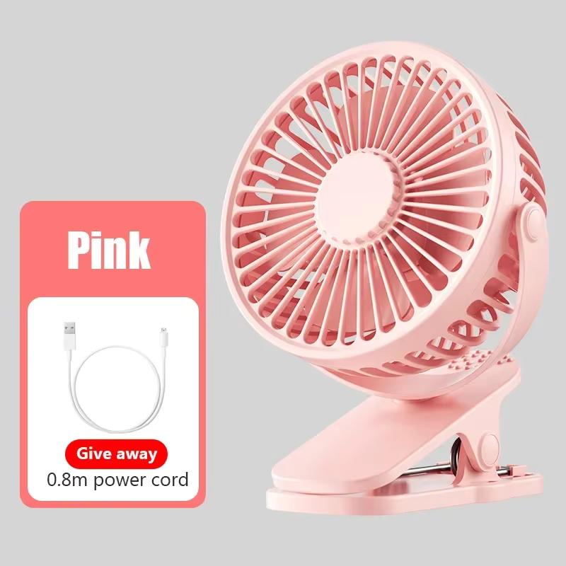 

Baby Stroller Fan Summer Cooling Fan Angle Adjustable Newborn Stroller Handlebar Clamp Fan 3 Speed USB Charging Fan Outdoor Fans розовый