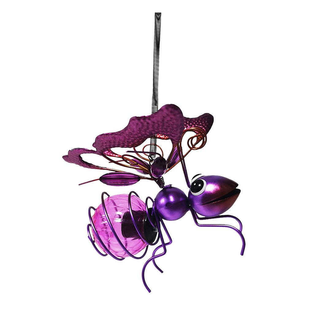 Courtyard Decoration 3d Solar Simulation Outdoor Garden Hanging Ornaments Waterproof Colorful Bee Iron Decoration Pendant