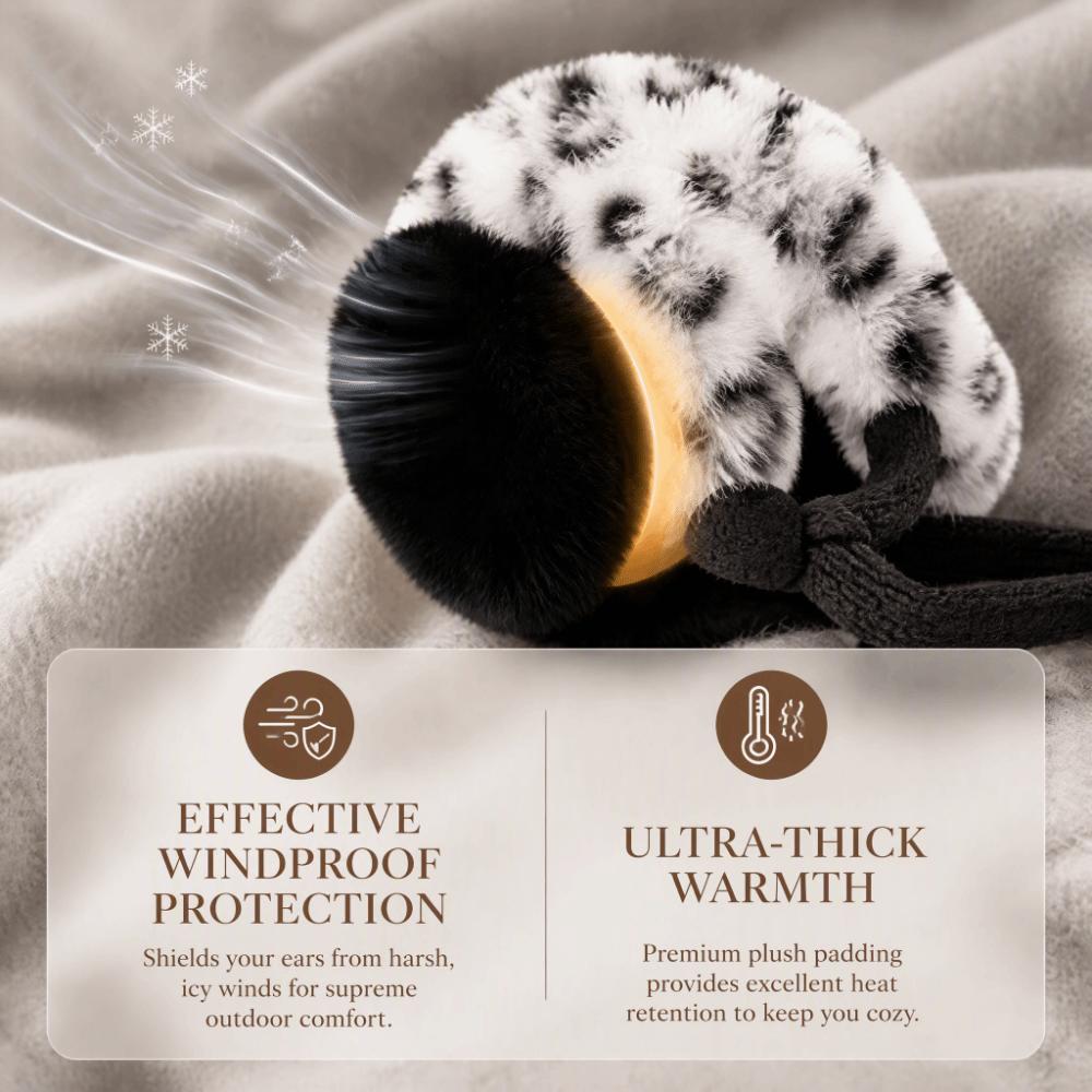 Foldable Leopard Print Earmuffs Thickened Plush Plush Ear Cover  Outdoors