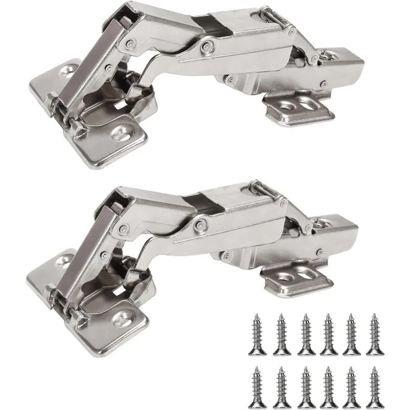 2/4Pcs 175Degree Cabinet Hinges Buffer Concealed Hydraulic Damp Furniture Hinges Adjustable Cold Rolled Steel Buffer Dampers