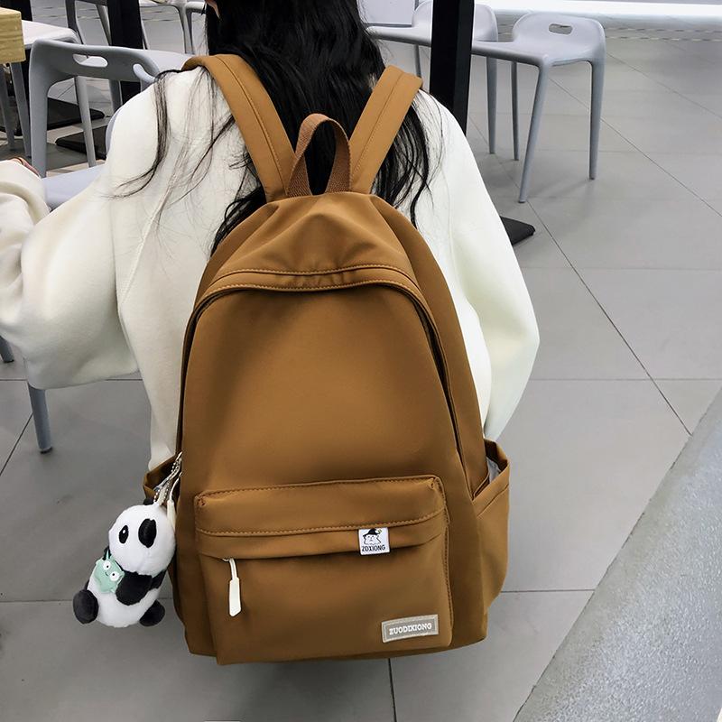 Casual Schoolbag Solid Color School Large Capacity Female Primary School Student Junior High School High School Student Nylon Backpack