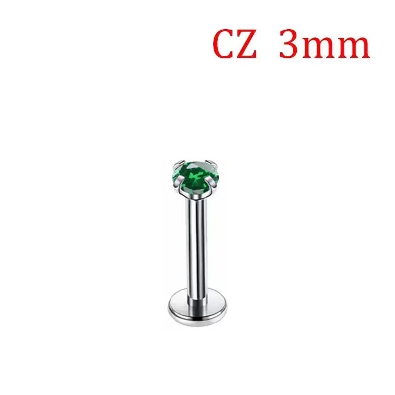 1 Stück G23 Titan Piercing CZ Stein Innen Gewinde Labret Monroe Lippenring Tragus Nagel Helix Ohrstecker 16G 18G Körperschmuck
