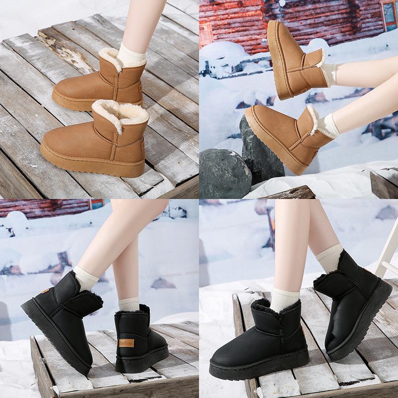 25 snow boots women's winter velvet thickened warm cotton shoes soft sole non-slip thick sole short boots Northeast cotton boots