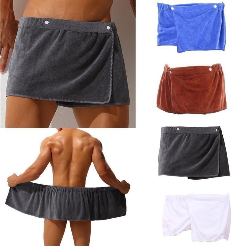 Kurzer Bademantel für Herren mit Knopf, Strandtuch, Wickeltuch, absorbieren, verschleißfest, Korallensamt, sexy Bade- und Schwimmtuch, Decke