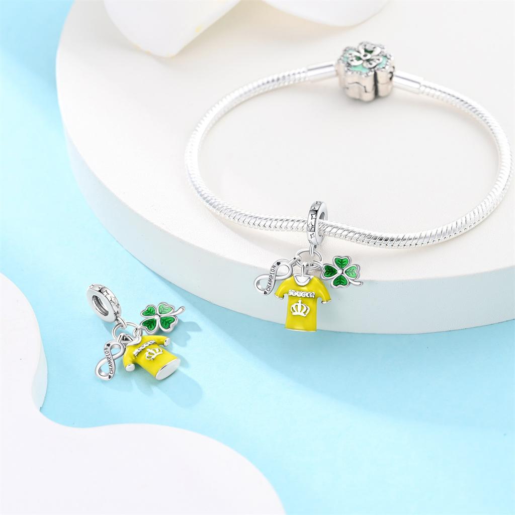 925 Silver Plated Soccer Ball Champion Cup Charms Beads Fit 3mm Bracelets DIY Football Jewelry Gift
