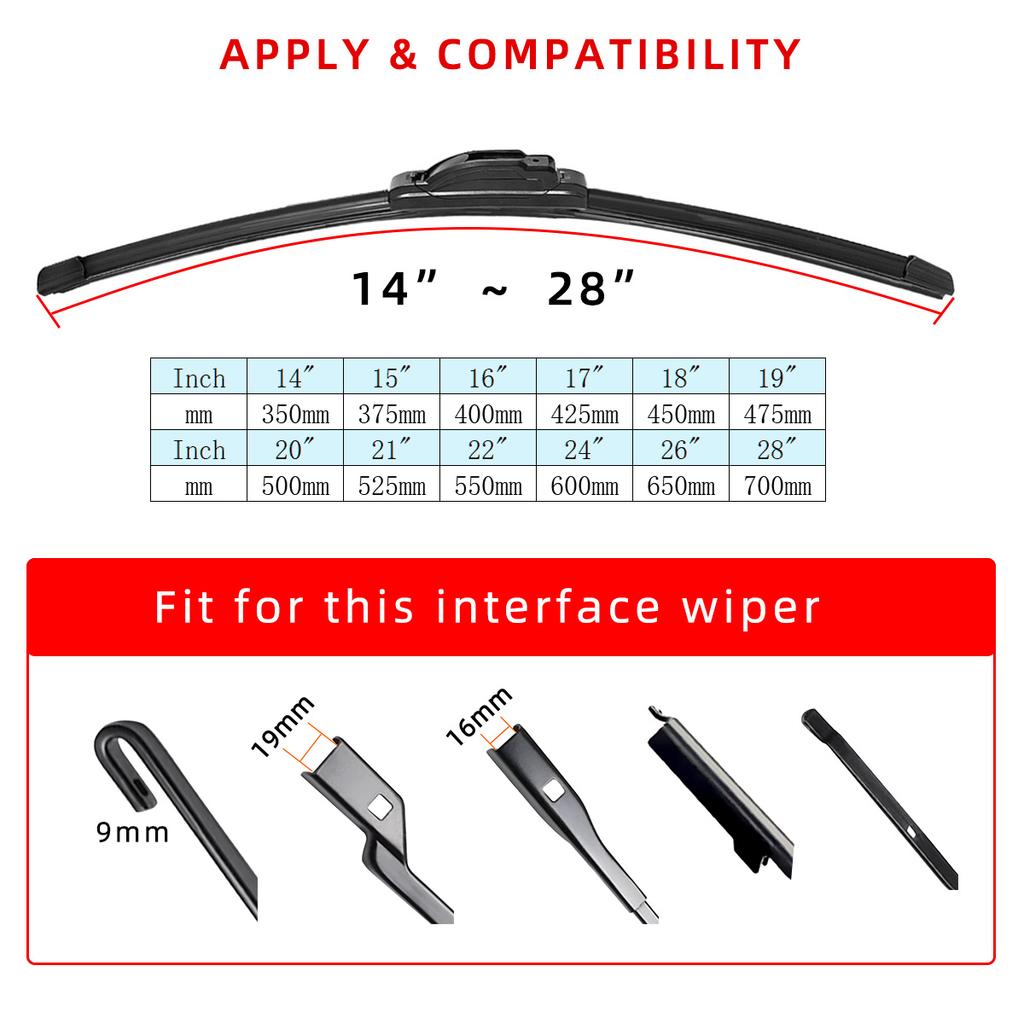 2025 NOWY styl wycieraczki samochodowe 11 warstw gumy przednia wycieraczka część akcesoria hak J górny zamek Pintab 14" 18" 20" 22" 24" 26"