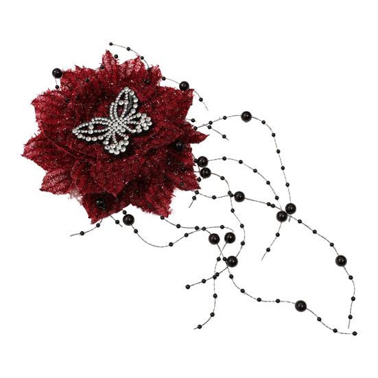 Peony Feather Tassel Hair Claw Women Girls High Cap Bone Design Hairpin Sturdy Shark Clip Hair Accessory
