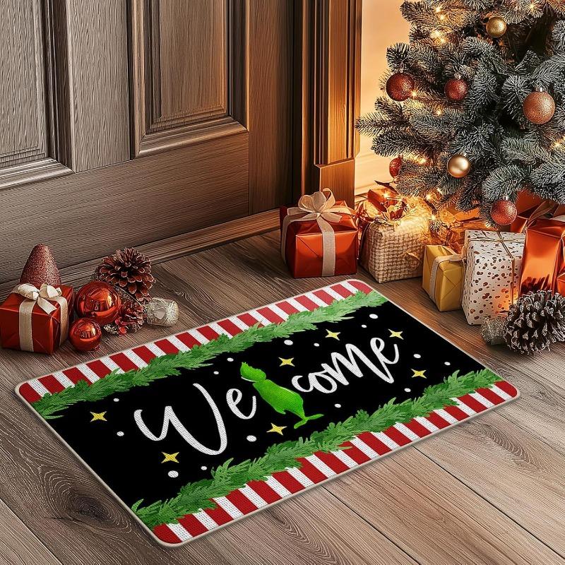 Weihnachts-Fußmatte Rot Weihnachtsmann Outdoor und Indoor Lebkuchenmann Teppich Neujahr 2026 Frohe Weihnachten Heimdekoration Fußmatte