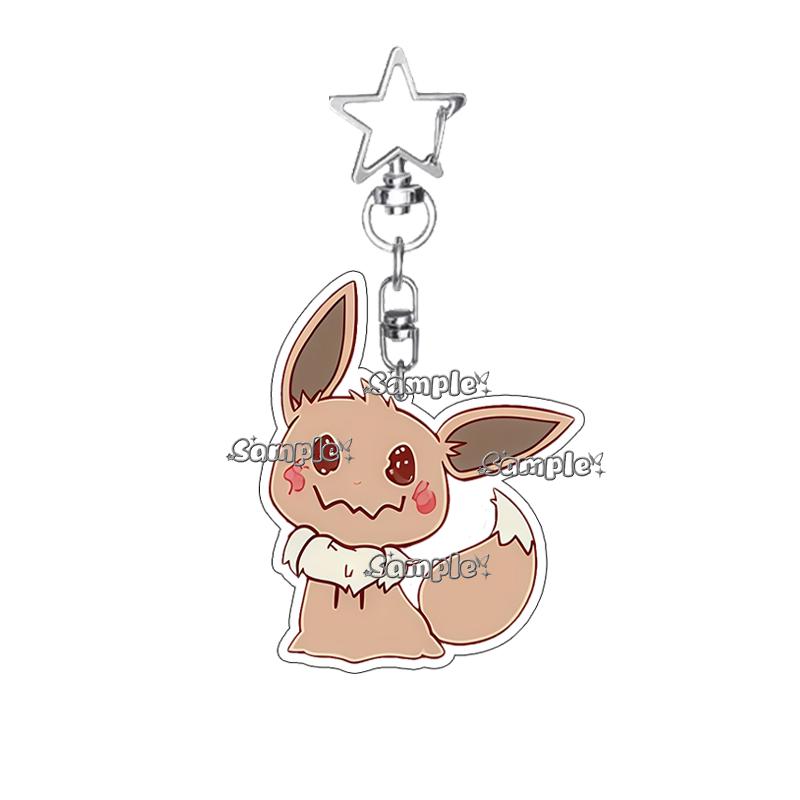 Creative Anime Eevee Leafeon Glaceon Umbreon Jolteon Anime Double-sided Printing Acrylic Keychain Key Ring Jewelry  Accessories