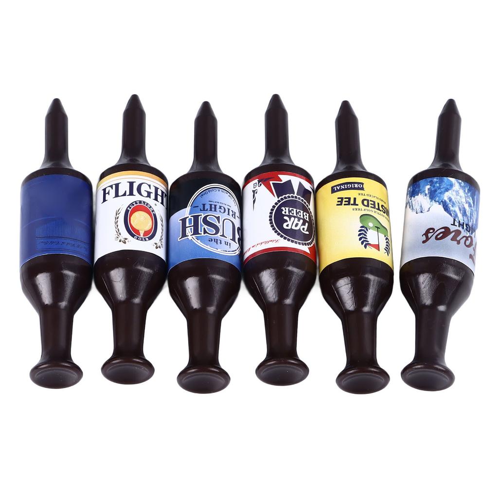 6 Stück Mini Bierflasche Golf Tees Kunststoff Lustige Golf Tees Set Einzigartiges Golfgeschenk für Männer und Frauen